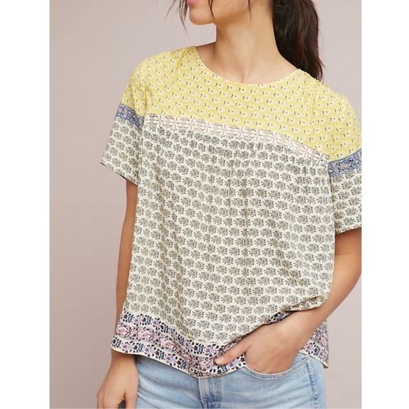 Anthropologie Tops - Anthropologie Mixed Print Top by Blue Tassel EUC
